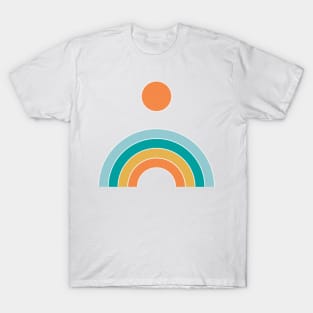 Retro geometric rainbow - teal and orange T-Shirt